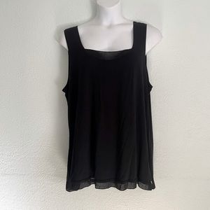 J. Jill 3x Top tank Wearever knit Rayon Black Sheer Trim